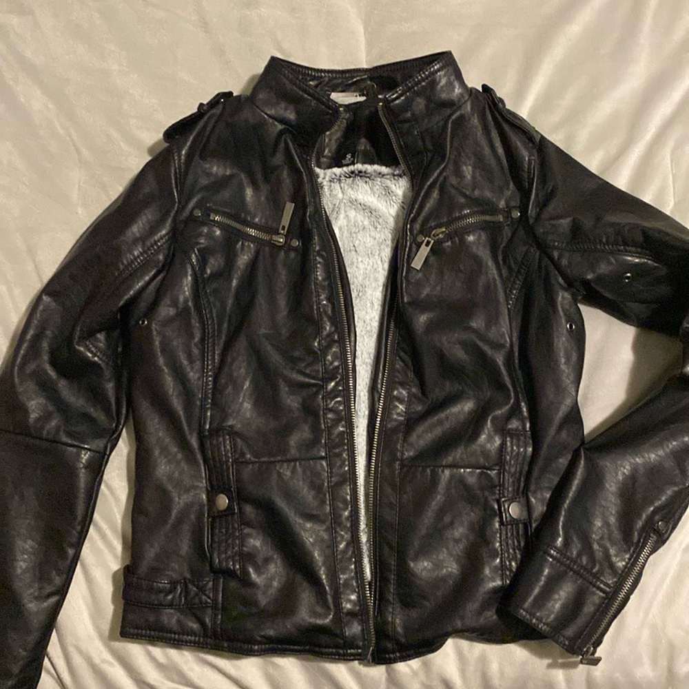 Black leather jacket